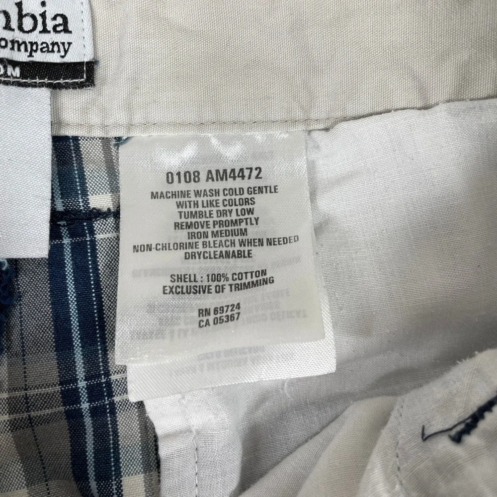 Columbia‎ Plaid Shorts Mens 32 Blue Cotton Outdoor Hiking Casual Gorpcore